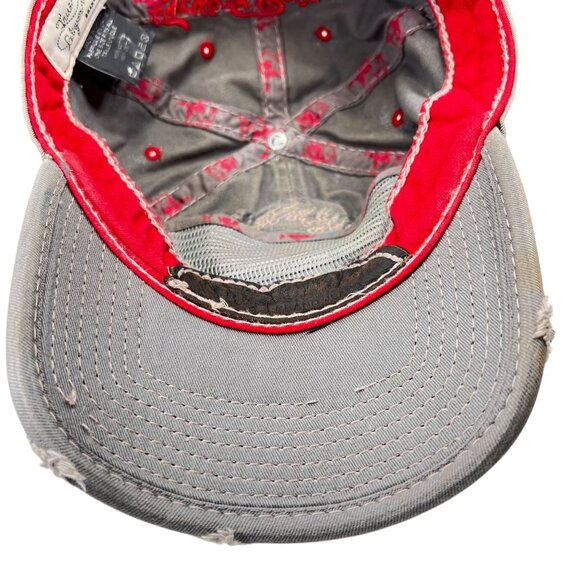 True Religion Distressed Hat Red Tibetan Buddha Guitar Embroidery Cap Strapback - Picture 11 of 16